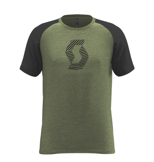 Футболка 10 Icon Raglan мохово-зелёная меланжевая/чёрная M pitbikemarket.ru