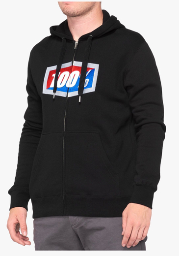 Толстовка 100% Official Zip Hooded Sweatshirt Взрослый, L, черный, 2019 (36005-001-12) pitbikemarket.ru