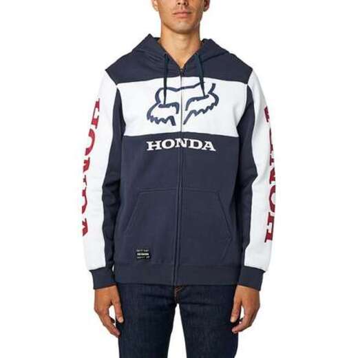 Толстовка Fox Honda Zip Fleece Navy/White, M, 2021 (25955-045-M) pitbikemarket.ru